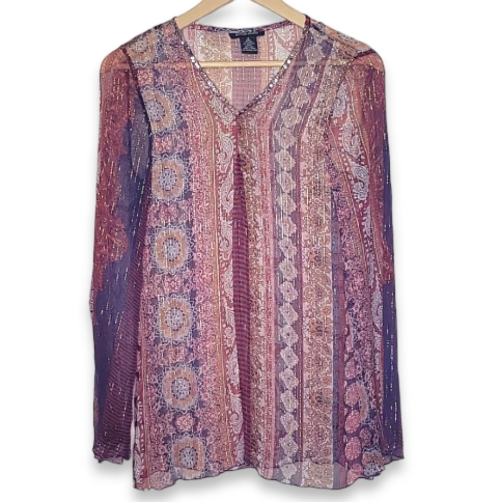 Boston Proper Silk Sheer Blouse, Size S